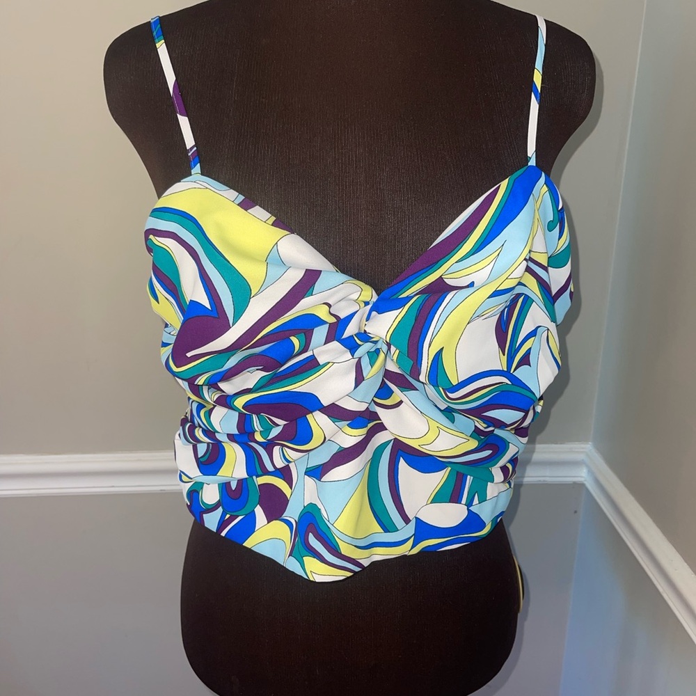 Express Women’s Cropped Tank Top Adjustable Straps‎ Sz L Stretch